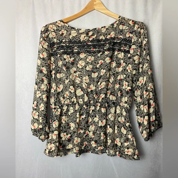 Lily Rose Floral Lace Blouse Romantic Vintage Vibes Feminine Boho Coquette M - Picture 1 of 5
